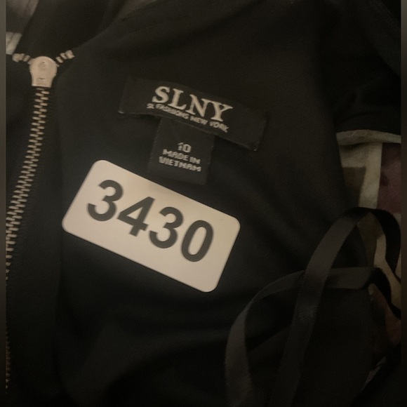 SLNY black with flowers print mid dress size 10‎ - Picture 3 of 6